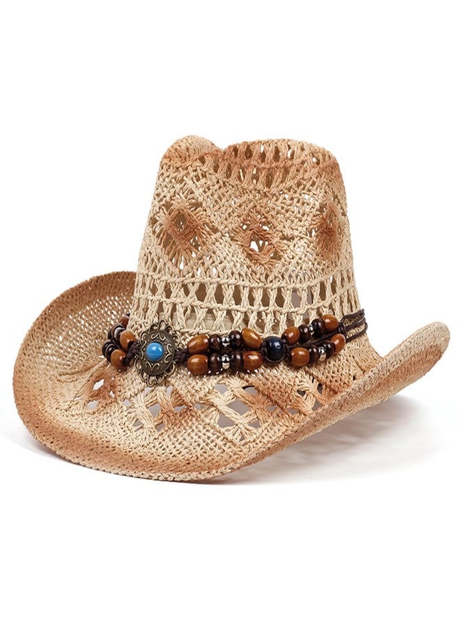 TNDCKP Straw Cowboy Hats for Men and Women - Breathable UV Protection, Adjustable Lightweight Design with Removable Hatband, Versatile All-Season Western Hat for Any Occasion - Image 1
